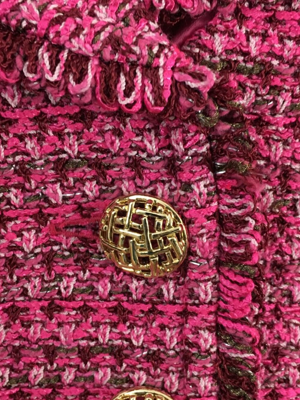 BEAUTIFUL St John knit pink multi fringe jacket skirt suit size 6 8 - Picture 7 of 10